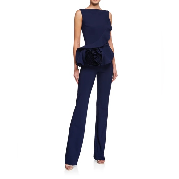 Chiara Boni Pants - Chiara Boni La Petite Robe Rosette-on-Waist Sleeveless Jumpsuit